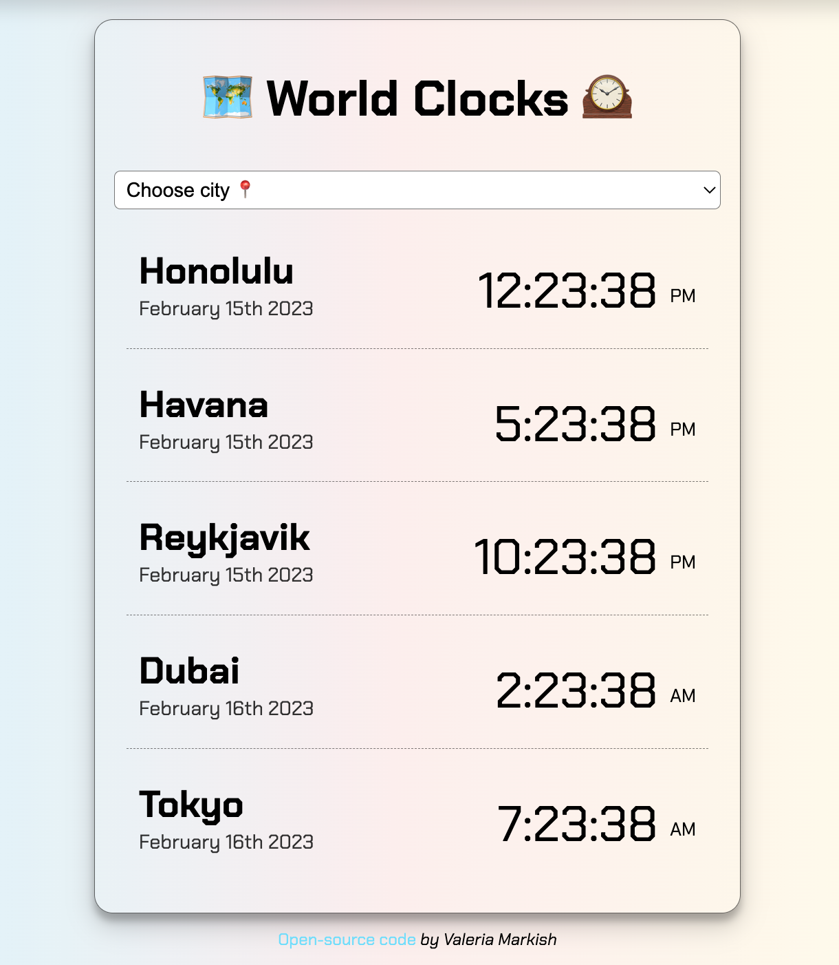 World clocks app